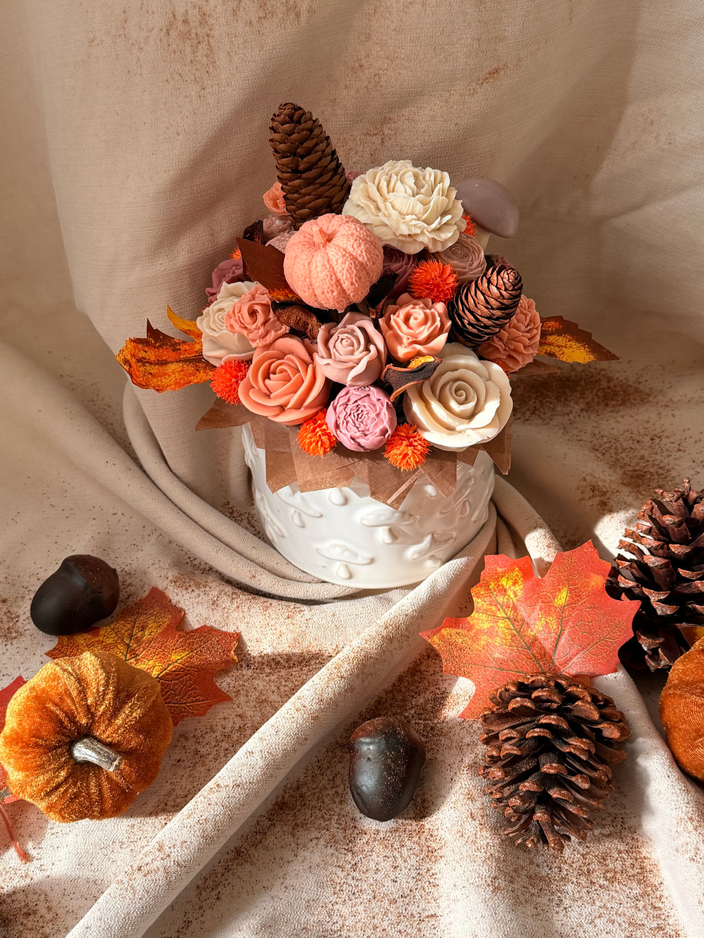 Bouquet Autunnale di Fiori in Cera di Soia