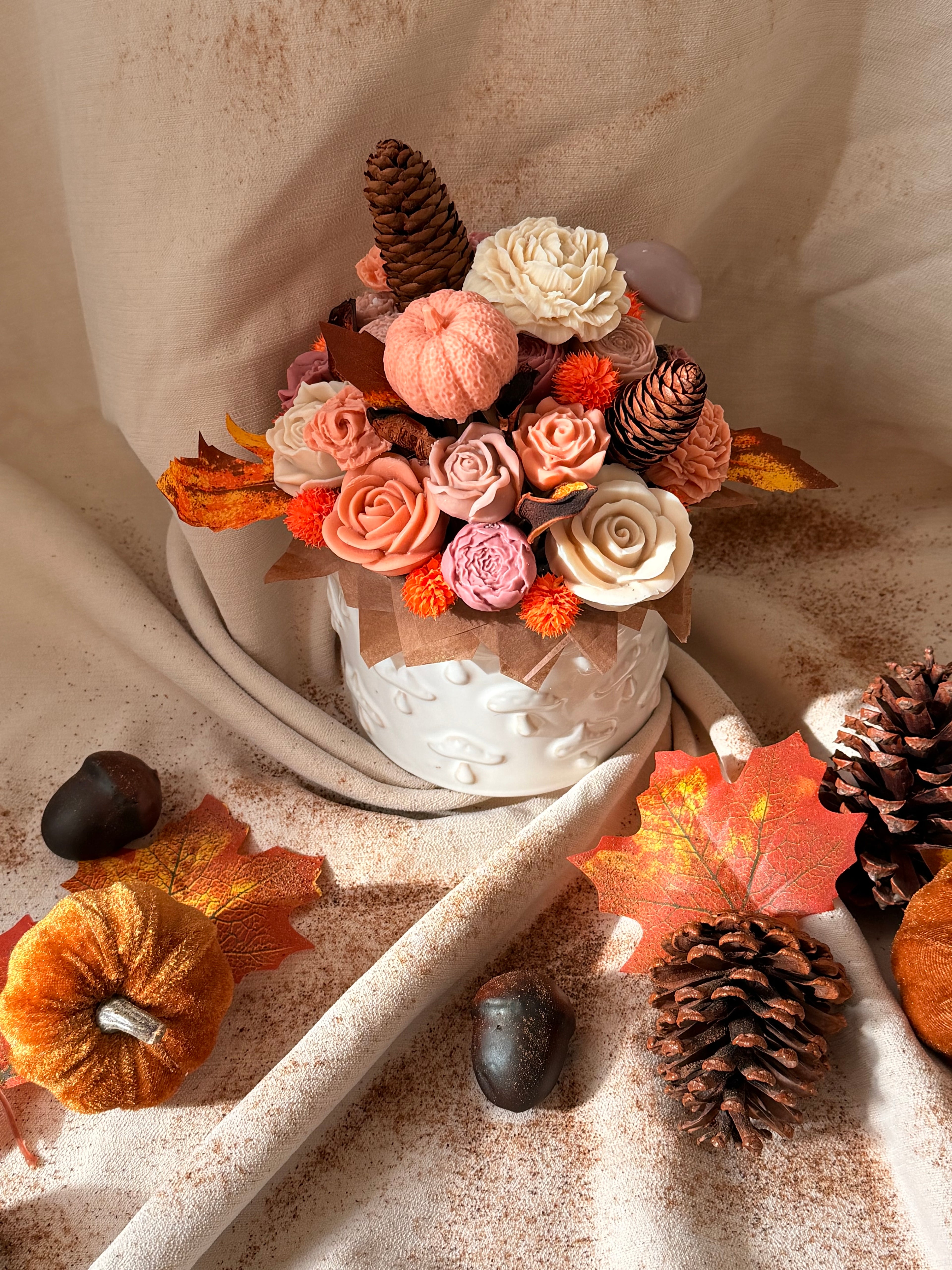 Bouquet Autunnale di Fiori in Cera di Soia