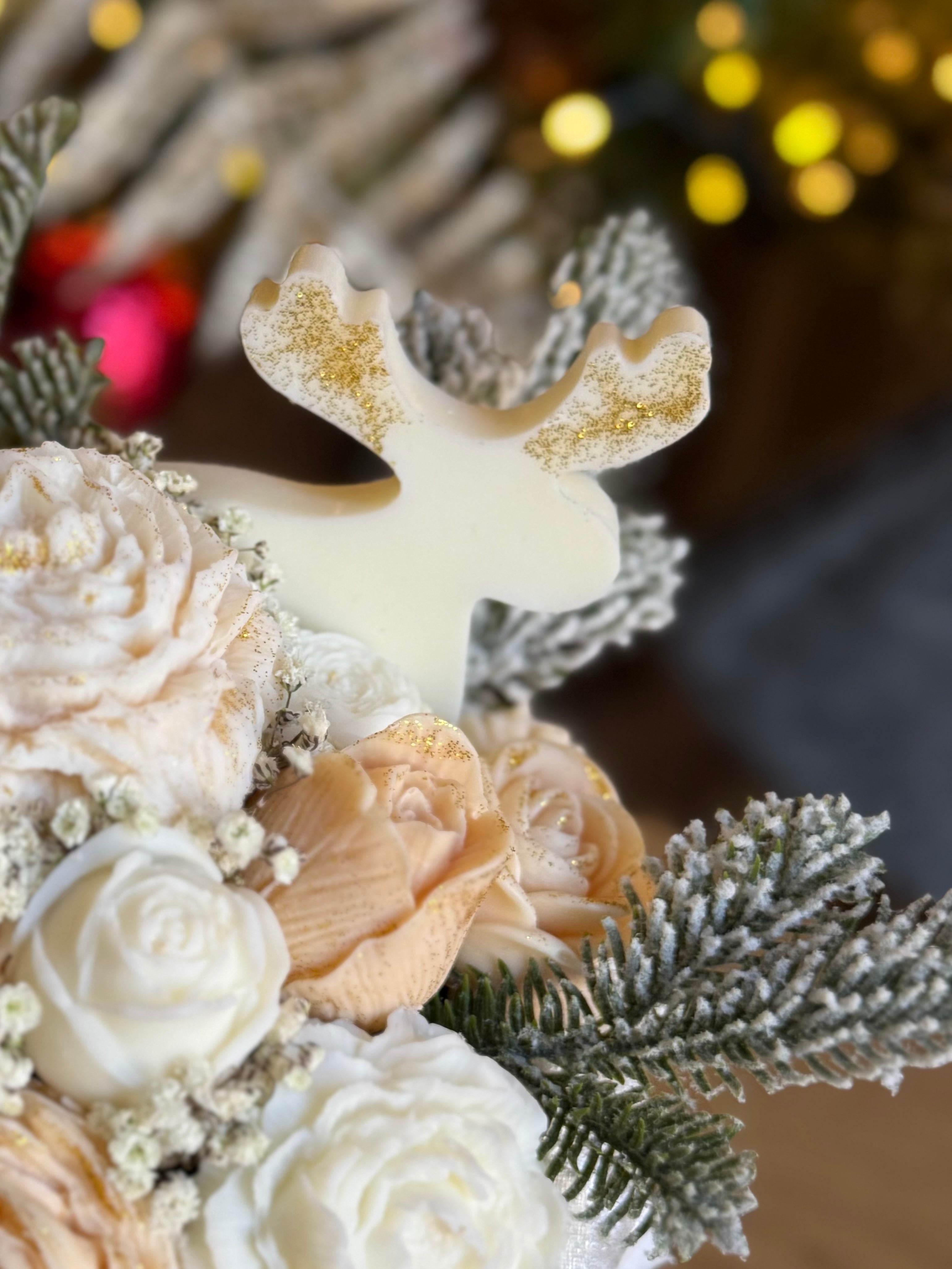 Bouquet Natalizio di Fiori in Cera di Soia - Fiocchi di neve